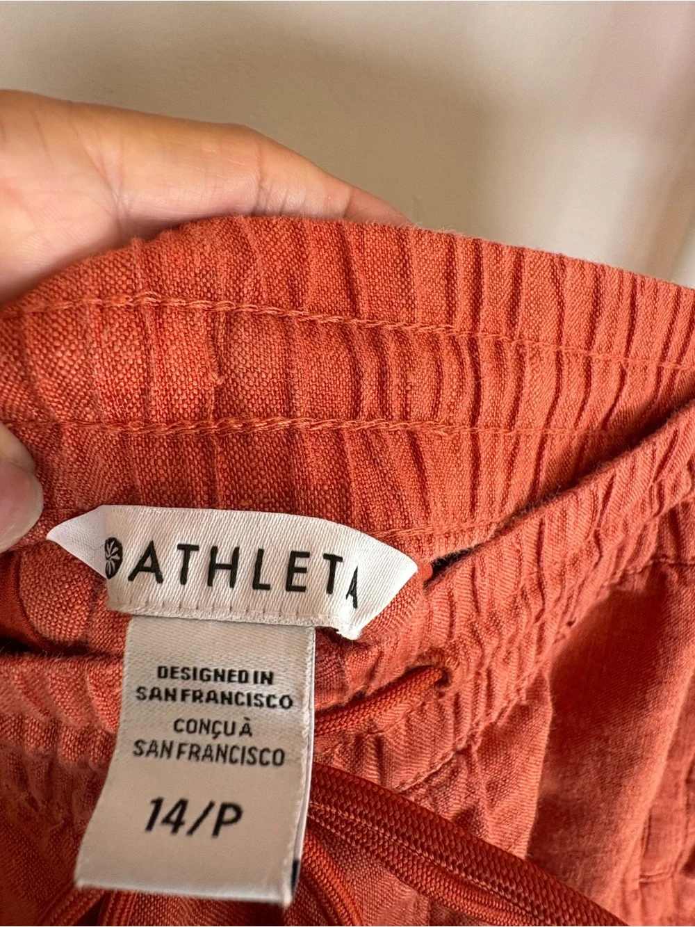 Athleta Coral Red Linen-Blend Casual pants (0303)